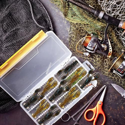 Soulchen 80 Pcs Micro Craw Scented Drop Shot Crappie Crawfish Bait Brown Black Fishing Soft Plastic Bait Bass Crawfish Lures Crappie Worms Lure Fishing Equipment Set - color: Mixed Color