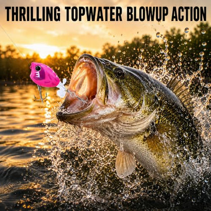 Top Water Lures, Floating Plopper Bait with BKK Hooks – Bass Fishing Lures for Trout, Pike & Other Freshwater & Saltwater Species – Great Fishing Gifts for Men - color: B1-3PCS,2.28in,0.39oz