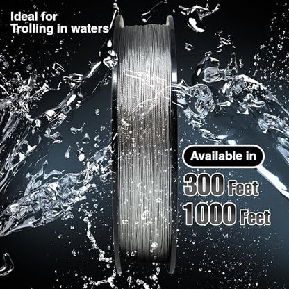 Reaction Tackle Stainless Steel Trolling Line - 30 Lb Marine Grade Single Strand Wire for Deep Trolling, Diving Disks and Toothy Saltwater and Freshwater Fish - size: 30 Lb / 300 Foot