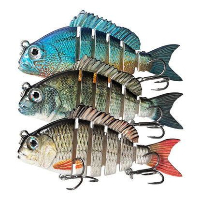 3pcs Multi-Jointed Panfish Bluegill Swimbait Hard Sinking Bass Fishing Lure with Sharp Treble Hooks, Lifelike Fishing Lures for Bass Trout Walleye Crappie, Amazing Swimbaits Gift - color: 01 3pcs -3.15inches