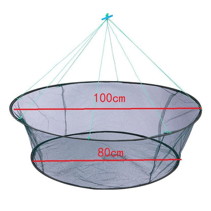 Portable Prawn Bait Crab Shrimp Net Drop Landing Fishing Pier Harbour Pond 40FT Folding Net for Keeping Fishes Minnows Lobsters Crab Basket Traps for Fishing Keeping Fishes Minnows Lobsters