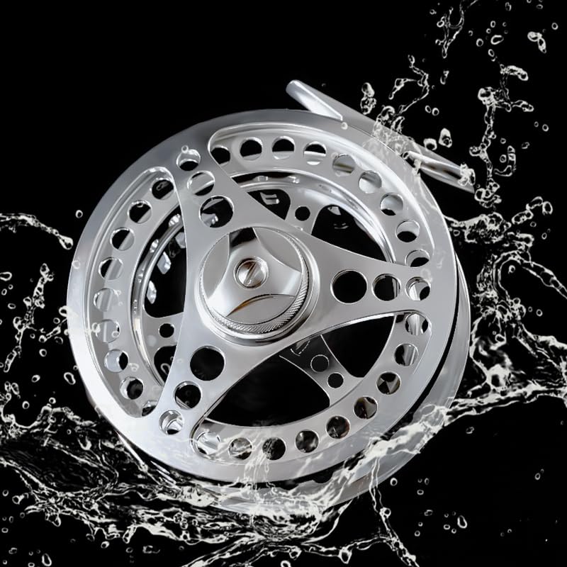 EX-ALC Fly Reel 3/4 5/6 7/8 9/10WT CNC Machined Large Arbor Aluminum Fly Fishing Reels Silver/Gunsmoke Fly Reels - color: Silver, size: 7/8WT Fly Reel