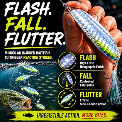 Nichols Lures Lake Fork Flutter Spoon - color: Blueback HD, size: 5"/1 1/8 oz