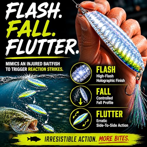 Nichols Lures Lake Fork Flutter Spoon - color: Super Shad, size: 4"/3/4 oz