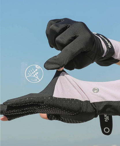 Unisex UV Protection Sunblock Gloves - Women Man Full Finger Sunscreen Gloves Touchscreen Gloves for Driving Hiking Riding - color: Black