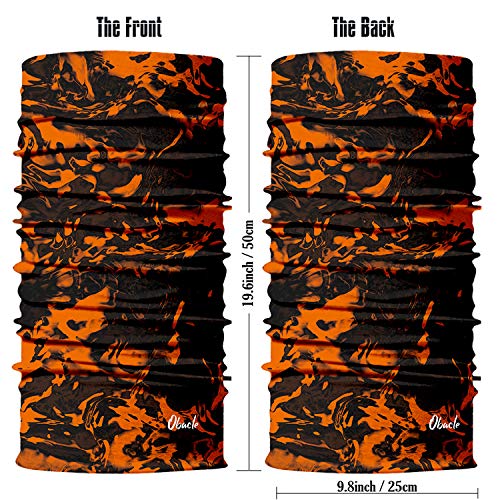 Obacle Seamless Face Mask Rave Bandana Men Women for Dust Sun Wind Protection - color: Pure Black Orange