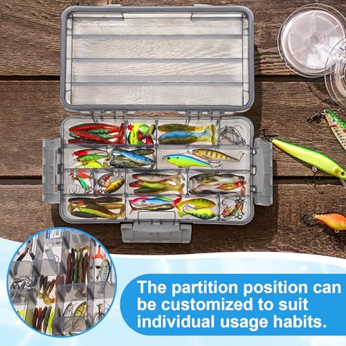 Junkin 6 Pack Waterproof Fishing Tackle Box 3700 Tackle Trays with Removable Dividers Plastic Lures Terminal Storage Organizer Box Fishings Gear for Versatile Fishing Storage for Bait