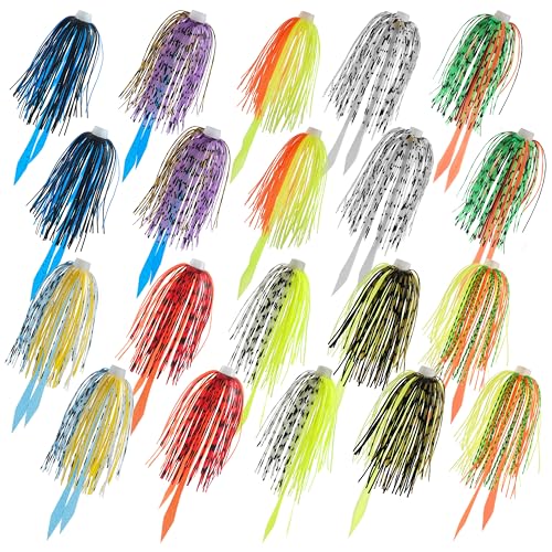 OROOTL Silicone Jig Skirts Spinnerbait Skirt Replacement Bass Fishing Lures for DIY Spinner Baits Buzzbaits Squid Jig Accessories - color: G-Skirts-20pcs