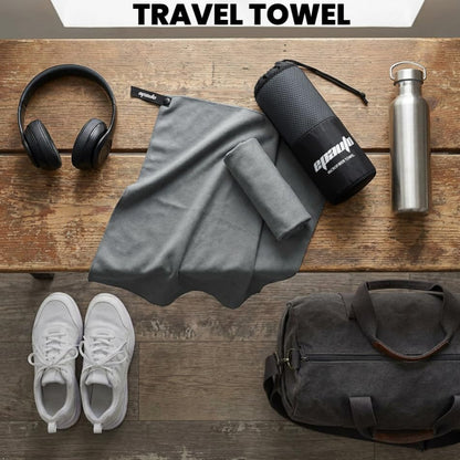 EPAuto 2-Pack Microfiber Quick Dry Travel Towel Set, Gray | Lightweight, Super Absorbent, Compact, 60"x30" & 24"x15", for Gym/Camping/Beach/Yoga/Backpacking - color: Grey