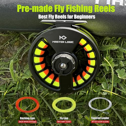 Fly Fishing Rod and Reel Combo Starter Kit, Graphite Fly Rod with Cork Handle, Die Cast Aluminum Reel, Fly Box Case & Fishing Flies and Carrying Case and Accessories - style: 5wt - 9' - 7 Pc（upgrade Fly Reel）