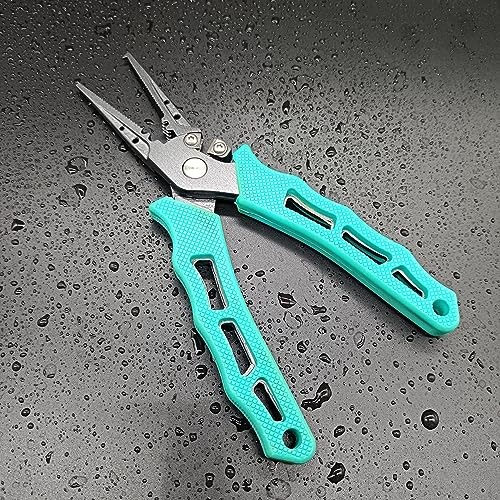 Fishing Pliers,Saltwater Resistant Fishing Gear,Fly Fishing Tools Set,Hook Remover Split Ring,Ice Fishing Gifts for Men - color: Blue Tool Set