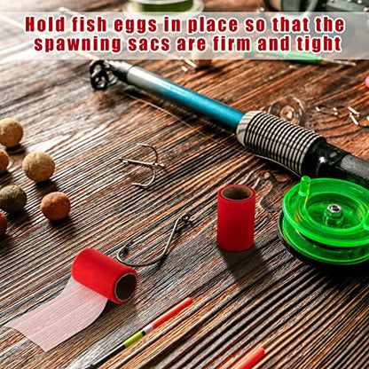 Woanger 2 Rolls Fishing Soft Spawn Net 3'' x 157.5'' Spawn Sac Netting Sack Catfish Fishing Bait Mesh Holder Accessories for Roe Bags - color: Red