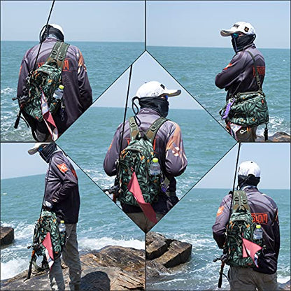 KINGDOM Fishing Tackle Storage Bag With Fishing lure Box, Water-Resistant Fishing Backpack with Rod Holder, Fishing Gear Bag - color: Khaki