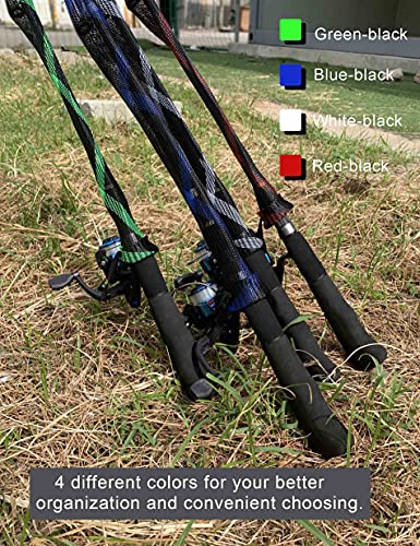 Rod Socks Fishing Rod Sleeve, Rod Covers for Spinning Baitcasting Rod Fishing Pole Covers with Elastic Strap