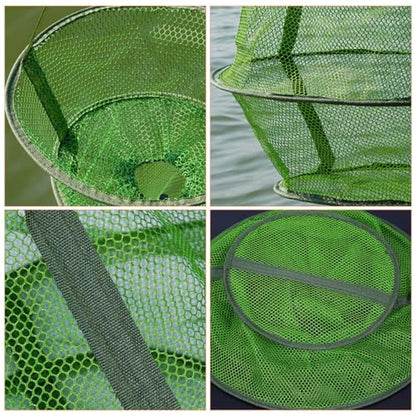 KALLORY Foldable Nylon Fishing Basket 40cm Large Mesh Fish Catch Net Lightweight Collapsible Fish Keeper for Outdoor Fishing and Crab Catching
