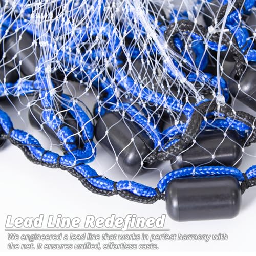 Ultra Light Series Fishing Cast Net (0.8 lb/ft) with Eco-Friendly Lead Weights, 3/8inch Mesh Size, Throw Nets for Freshwater & Saltwater, 4/6/8/10/12 Ft Radius Casting Net - size: 8-ft radius