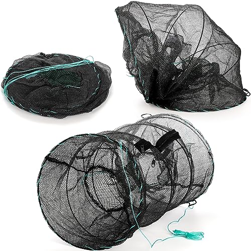 ZENFUN 2 Pcs Fishing Bait Trap, Crab Traps Minnow Traps, Crawfish Trap, Collapsible Net, Foldable Fishing Net Portable Folded Fishing Accessories
