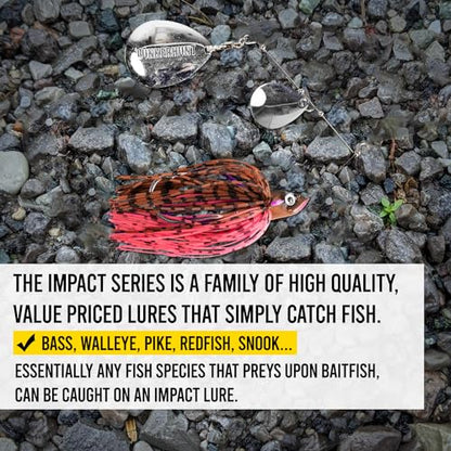 Lunkerhunt Spinner Baits for Bass Fishing with Skirt Jig | Double Willow Leaf Metal Blade Spinning Fishing Lure Bait Emits High Vibration Attracts and Cast Big Fish | Effective Swim Bass Jigs Plastic - color: Moss