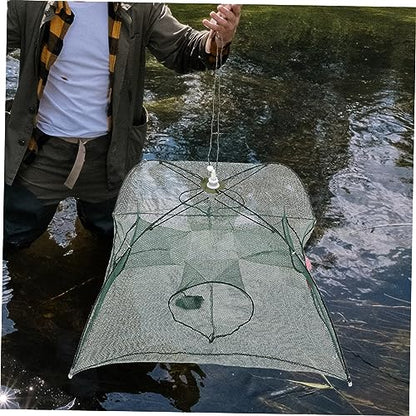 Fishing Net Portable and Foldable Umbrella Fishing Bait Net - Easy to Use Fishing Tool for Crayfish,Shrimp,Crab, Catfish - color: 4 Holes