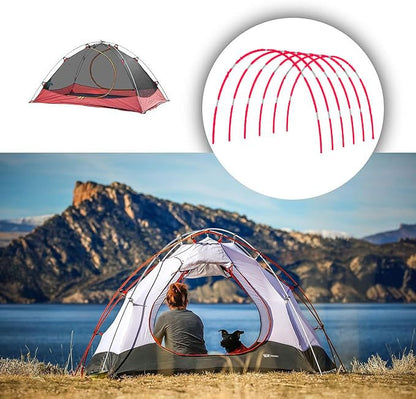 DIY Poles for Bike Tent, Tent Pole Replacement, Tent Bar Support Rod Awning Frame Kit for Hiking and Camping Tarp, Long Approximately 52ft, Diameter - 6.5mm, Plant Grow Tunnel,36 Packs - color: 17 inches- 36 packs( red )