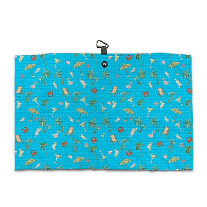 Magnetic Microfiber Waffle Golf Towel – Funny Large 16"x24" Clean Golf Club Ball Magnet Clip to Hang on Bag Cart Strong Premium Strength Ultra Absorbent Gear Black Disc Men (Teal Baches) - color: Teal Baches