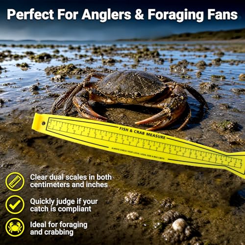 Dnyta Fish Measuring Board, 32in Foldable Portable Double-Sided Fish Ruler, Precise Measurement for Fishs and Crabs, Yellow