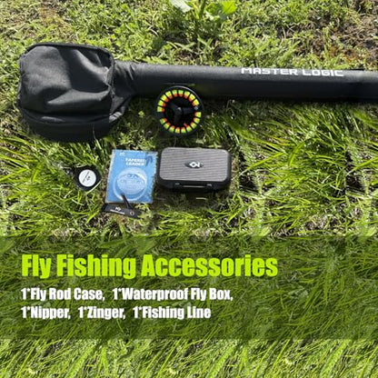 Fly Fishing Rod and Reel Combo Starter Kit, Graphite Fly Rod with Cork Handle, Die Cast Aluminum Reel, Fly Box Case & Fishing Flies and Carrying Case and Accessories - style: 5wt - 8' - 4 Pc（upgrade Fly Reel）