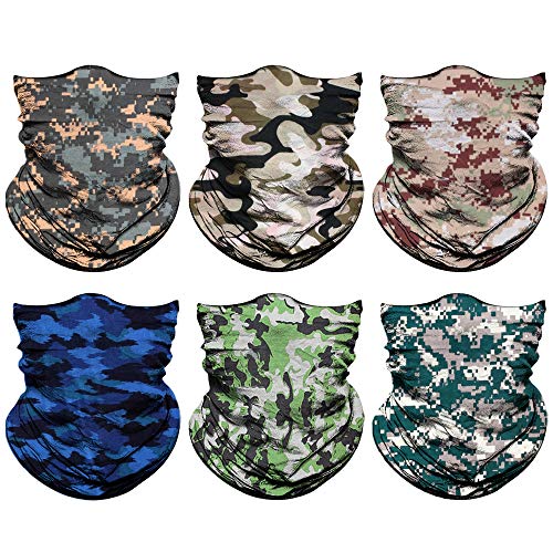 Venswell Neck Gaiter Face Mask Men Women,Seamless Bandana Rave Face Cover Scarf Mask,Balaclava,Headband, Head Wrap,Headwear - color: A-bright Camo