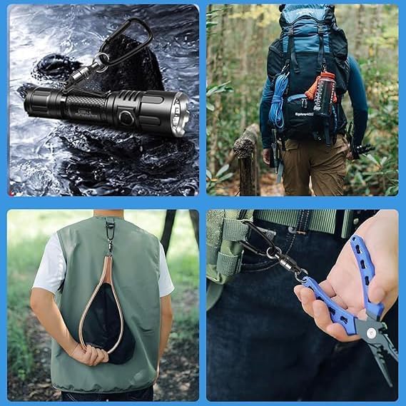 Magnetic Net Release Fly Fishing Net Retractor Magnetic Keychain, for Fly Fishing with Retractable Coiled Lanyard Carabiner - color: Silver Iron