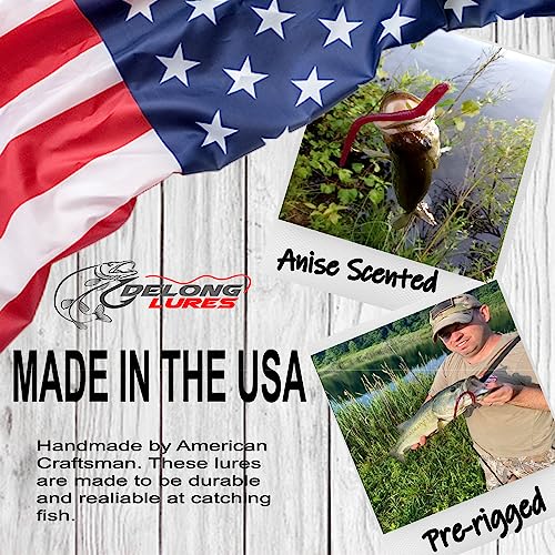 DELONG LURES: Weedless Fishing Lures 9" Pre-Rigged Fishing Worms - Weedless Bass Fishing Lures, Prerigged Soft Plastic Worm Fishing Lures for Bass, Pike, Bass Lures Baits Tackle