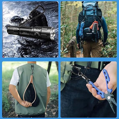 Magnetic Net Release Fly Fishing Net Retractor Magnetic Keychain, for Fly Fishing with Retractable Coiled Lanyard Carabiner - color: Gunmetal aluminum