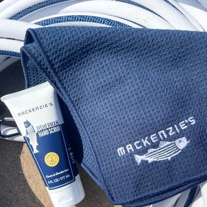 Mackenzie’s Signature Fishing Towel - 3 Pack Fishing Towel – 15 X 15 | Gifts for Fishermen, Cooks, Mechanics, Tradesmen, Fast Drying, Waffle Weave, Fishing Gear