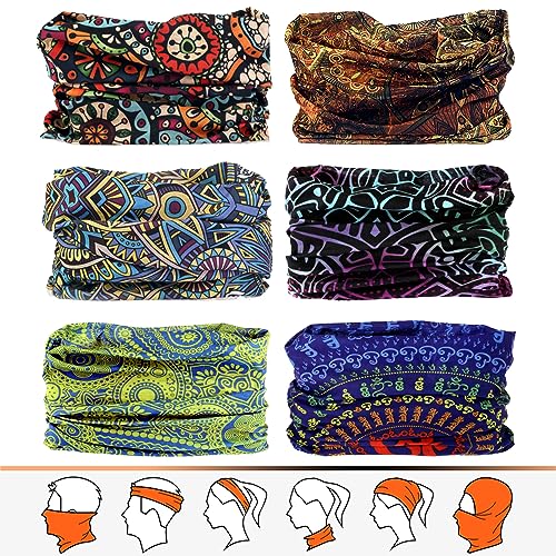 Venswell Neck Gaiter Face Mask Men Women,Seamless Bandana Rave Face Cover Scarf Mask,Balaclava,Headband, Head Wrap,Headwear - color: A-traditional Boho