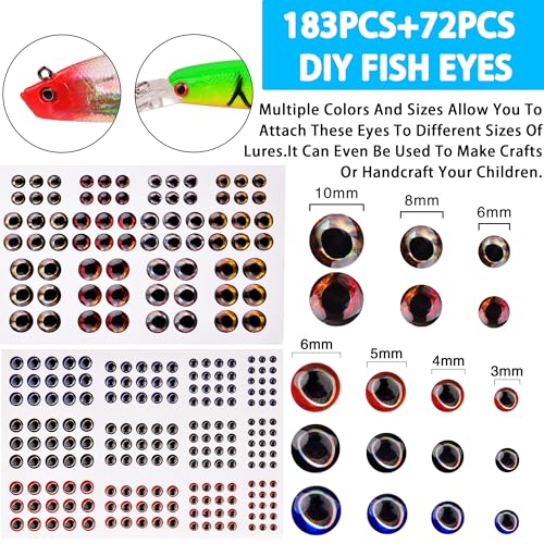 Blank Fishing Lure Kit,Unpainted Popper Plug Lures DIY Crank Bait Set Fishing Pliers Treble Hooks 3D/4D Lure Eyes Bait Sticker Split Rings,Fish Tackle Accessories Kits - color: Lure Kit-352pcs