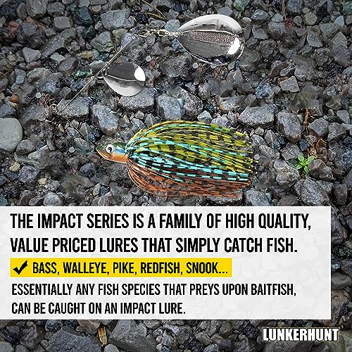 Lunkerhunt Spinner Baits for Bass Fishing with Skirt Jig | Double Willow Leaf Metal Blade Spinning Fishing Lure Bait Emits High Vibration Attracts and Cast Big Fish | Effective Swim Bass Jigs Plastic - color: Cabbage