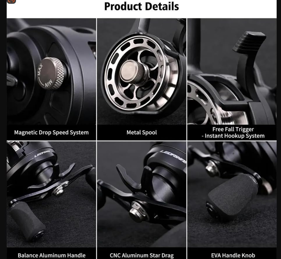 Pack of 1 Inline Fishing Reel Large Spool Diameter Inline Freespool Reel Wear Resistant 3 + 1 BB Ice Fishing Gear for Sea Lake Pond Metal