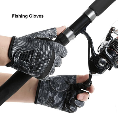 INOGIH Half-Finger UPF50+ Fishing Gloves - Outdoor Sun Gloves - size: Large