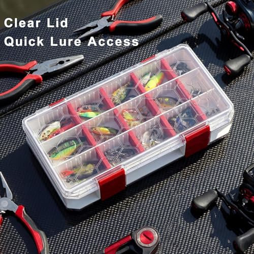 Fishing Tackle Box Tackle Tray Floating Fishing Lure Box Storage Organizer Plastic Box with Adjustable Dividers White Silicone Vertebrae - style: Double Sided B107
