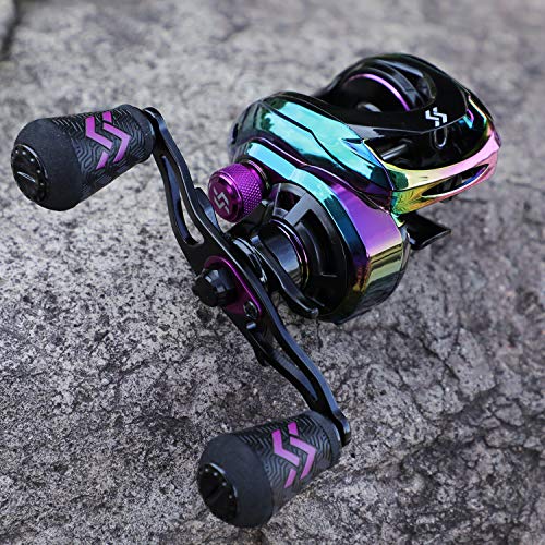 Sougayilang Baitcasting Reels - Colorful Fishing Reel, 8.0:1/7.3:1 Gear Ratios, 9+1 BB, Magnetic Braking System - color: B-Left Handed