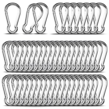 Small Carabiner Clip, 50PCS 1.97 inch 304 Stainless Steel Heavy Duty Carabiners, Metal Spring Snap Hook Clips for Outdoor Travel Camping Fishing Hanging Key Chain - size: M5-1.97'', style: 50PCS