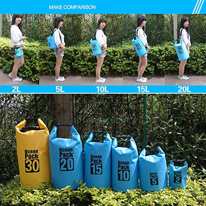Dry Sack/Floating Waterproof Bag 2L/5L/10L/20L/30L for Boating, Kayaking, Hiking, Snowboarding, Camping, Rafting, Fishing and Backpacking - color: Blue, size: 5L
