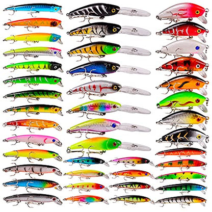 Bass Fishing Lures Kit Set Topwater Hard Baits Minnow Crankbait Pencil VIB Swimbait for Bass Pike Fit Saltwater and Freshwater - color: 006-43pcs