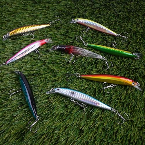 Jerkbait Minnow Fishing Lures Bass, Jerk Bait Bass Bait for Walleye Trout Pike Freshwater Surf Saltwater Fishing Lures - style: A-8pcs-3.8in/0.25oz