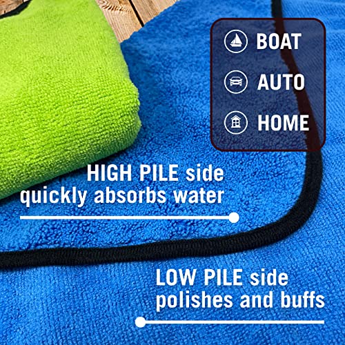 Better Boat 12 Pack Microfiber Cloth Kit, Lint-Free Cleaning Towels for Cars, Boats, and Home, Thick Large Microfiber Cleaning Cloths, Bulk Set