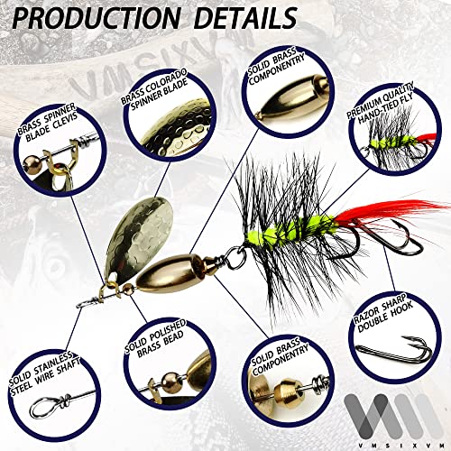 Trout Lures Rooster Bait Tail Fishing Spinnerbaits, Brass Hard Metal Spinner Baits Trout Fishing Lures for Bass Salmon Pike Freshwater Saltwater Lake River - color: A2-10pcs-3pcs 1/16oz, 4pcs 1/4oz，3pcs 3/8oz
