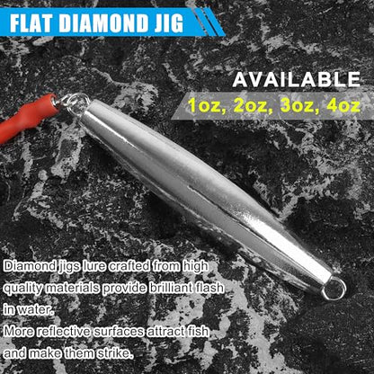 Diamond Jigs Saltwater Fishing Lures, 2Pack Casting Jigging Spoon with Tube Tail Striped Bass Metal Jig Spoons Deep Sea Offshore Surf Fishing 1oz-4oz - size: 4 Ounce, style: Mix 3 Color, 3pack