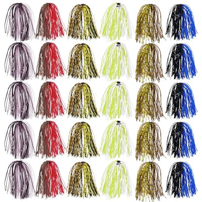 Spinnerbait Skirts Jig Skirts Silicone Bass Fishing Jigs Replacement Skirt 50 Strands DIY Fishing Lures Rubber Skirt for Spinnerbaits Buzzbaits Spoon Blade Squid Jig 6/18/30 Bundles - style: 30pcs