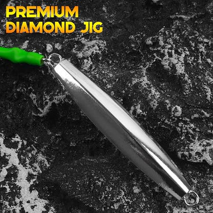 Diamond Jig Saltwater Fishing Lure, 2/3pcs Casting Jigging Spoons with Split Tube Tail Striped Bass Flat Metal Jig for Surf Fishing Bottom Sinking Bouncing Deep Sea Ocean 1-10oz - size: 3oz, style: 3pcs-3 Colors