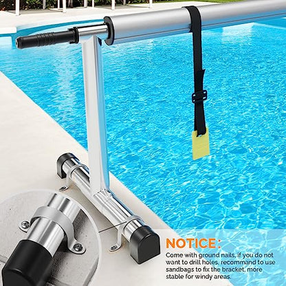 VINGLI Pool Cover Reel Set Solar Pool Cover Reel for Inground Swimming Pool, Aluminum Solar Swimming Inground Cover Blanket Reel (Upgrade) (14 FT) - size: 14 FT