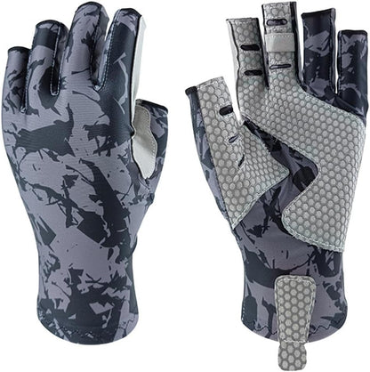 Sun Gloves UPF 50+ Fishing Gloves, Fingerless Sun Protection UV Protection Fishing Gloves Men/Women for Kayaking, Hiking, - color: Grey, size: Medium